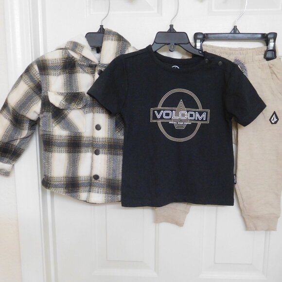 NWT 3pc Volcom Plaid Hooded Jacket Shirt & Joggers Set sz 18 Months - Picture 1 of 4